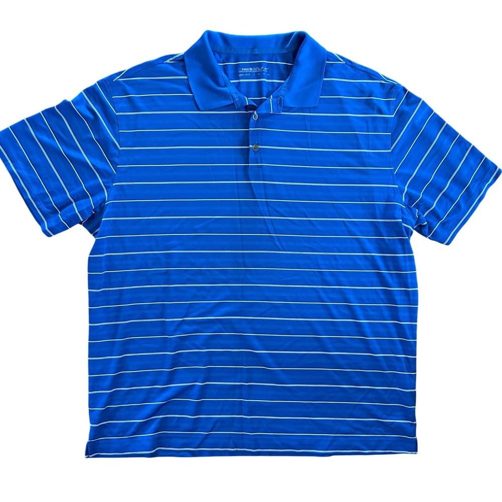 Nike Men's Dri-FIT Striped Golf Polo Size XXL Royal Blue White‎